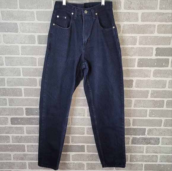 Jordache Dark Blue Wash High Rise Waisted Mom Jeans Tappered Leg Women's Size 12 - Picture 1 of 16